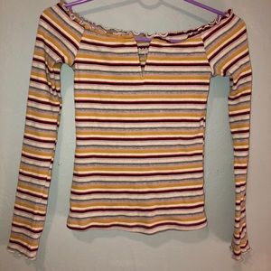 Striped over the shoulder shirt